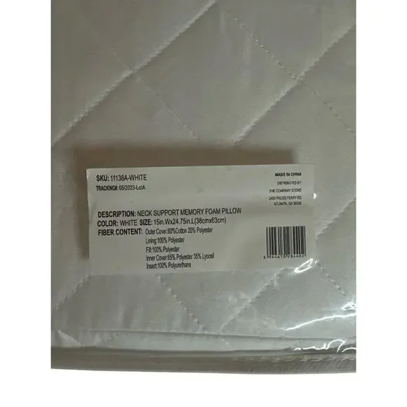 The Company Store Soft Neck Support Memory Foam Pillow Size 15"x24.75" W… - Picture 7 of 8